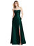 Strapless A-line Satin Gown With Modern Bow Detail - D842 - Evergreen