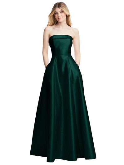Alfred Sung Strapless Bias Cuff Bodice Satin Gown With Pockets - D843 product