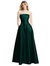 Strapless Bias Cuff Bodice Satin Gown With Pockets - D843 - Evergreen