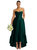 Strapless Deep Ruffle Hem Satin High Low Dress With Pockets - D838 - Evergreen