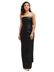 Strapless Draped Bodice Column Dress With Oversized Bow - D856 - Black