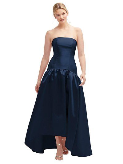 Alfred Sung Strapless Fitted Satin High Low Dress With Shirred Ballgown Skirt - D851 product