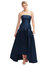 Strapless Fitted Satin High Low Dress With Shirred Ballgown Skirt - D851 - Midnight Navy