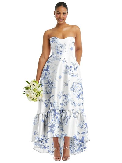 Alfred Sung Strapless Floral High-Low Ruffle Hem Maxi Dress With Pockets - D838FP product