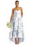 Strapless Floral High-Low Ruffle Hem Maxi Dress With Pockets - D838FP - Cottage Rose Larkspur