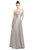 Strapless Notch Satin Gown with Pockets - D774 - Taupe