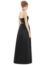 Strapless Pleated Skirt Maxi Dress With Pockets - D755