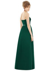 Strapless Pleated Skirt Maxi Dress With Pockets - D755