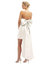 Strapless Satin Column Mini Dress With Oversized Bow - D857