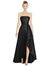 Strapless Satin Gown With Draped Front Slit And Pockets - D832 - Black