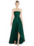 Strapless Satin Gown With Draped Front Slit And Pockets - D832 - Hunter Green