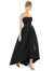 Strapless Satin High Low Dress with Pockets - D699  - Black