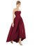 Strapless Satin High Low Dress with Pockets - D699  - Burgundy