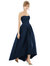 Strapless Satin High Low Dress with Pockets - D699  - Midnight Navy