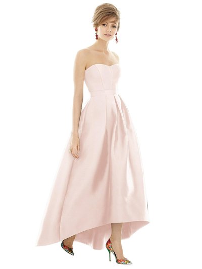 Alfred Sung Strapless Satin High Low Dress with Pockets - D699  product