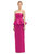 Strapless Satin Maxi Dress With Cascade Ruffle Peplum Detail - D858 - Think Pink