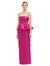 Strapless Satin Maxi Dress With Cascade Ruffle Peplum Detail - D858 - Think Pink