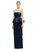 Strapless Satin Maxi Dress With Cascade Ruffle Peplum Detail - D858 - Midnight Navy