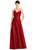 V-Neck Full Skirt Satin Maxi Dress - D750 - Garnet