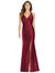 V-Neck Halter Satin Trumpet Gown - D761 - Burgundy