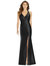 V-Neck Halter Satin Trumpet Gown - D761 - Black