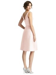 V-Neck Pleated Skirt Cocktail Dress With Pockets - D768