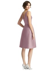 V-Neck Pleated Skirt Cocktail Dress With Pockets