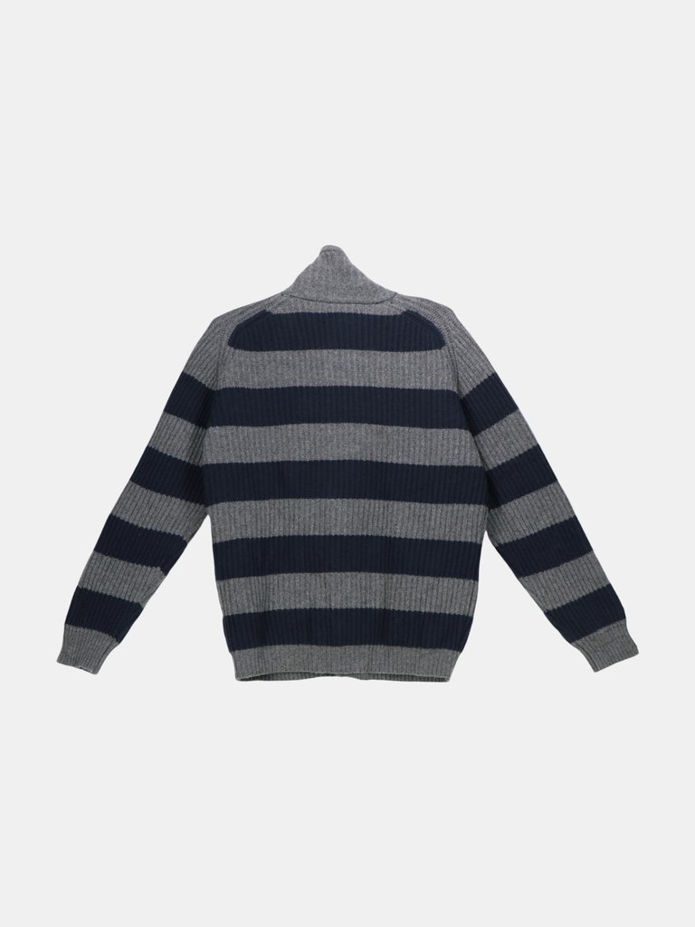 Women's Navy / Grey Roicy Ribbed Cardigan Pullover
