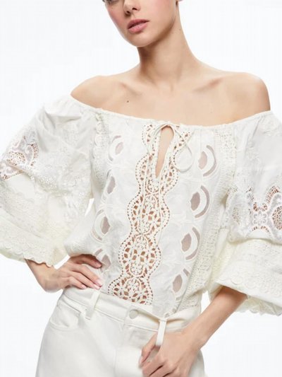 alice + olivia Alta Embroidered Off The Shoulder Blouse - White product