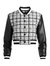 Camelia Cropped Combination Varsity Jacket In Off White/black