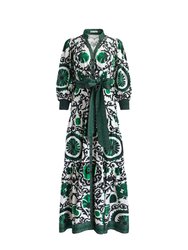 Cora Voluminous Tiered Midi Shirtdress - Monarch Light Emerald Green