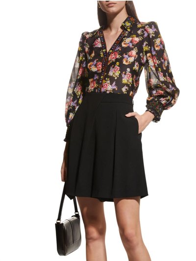 alice + olivia Cosima Floral Silk Blouson-Sleeve Button-Front Top product