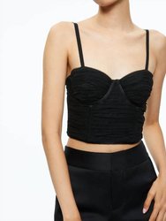 Damia Ruched Bustier Top - Black
