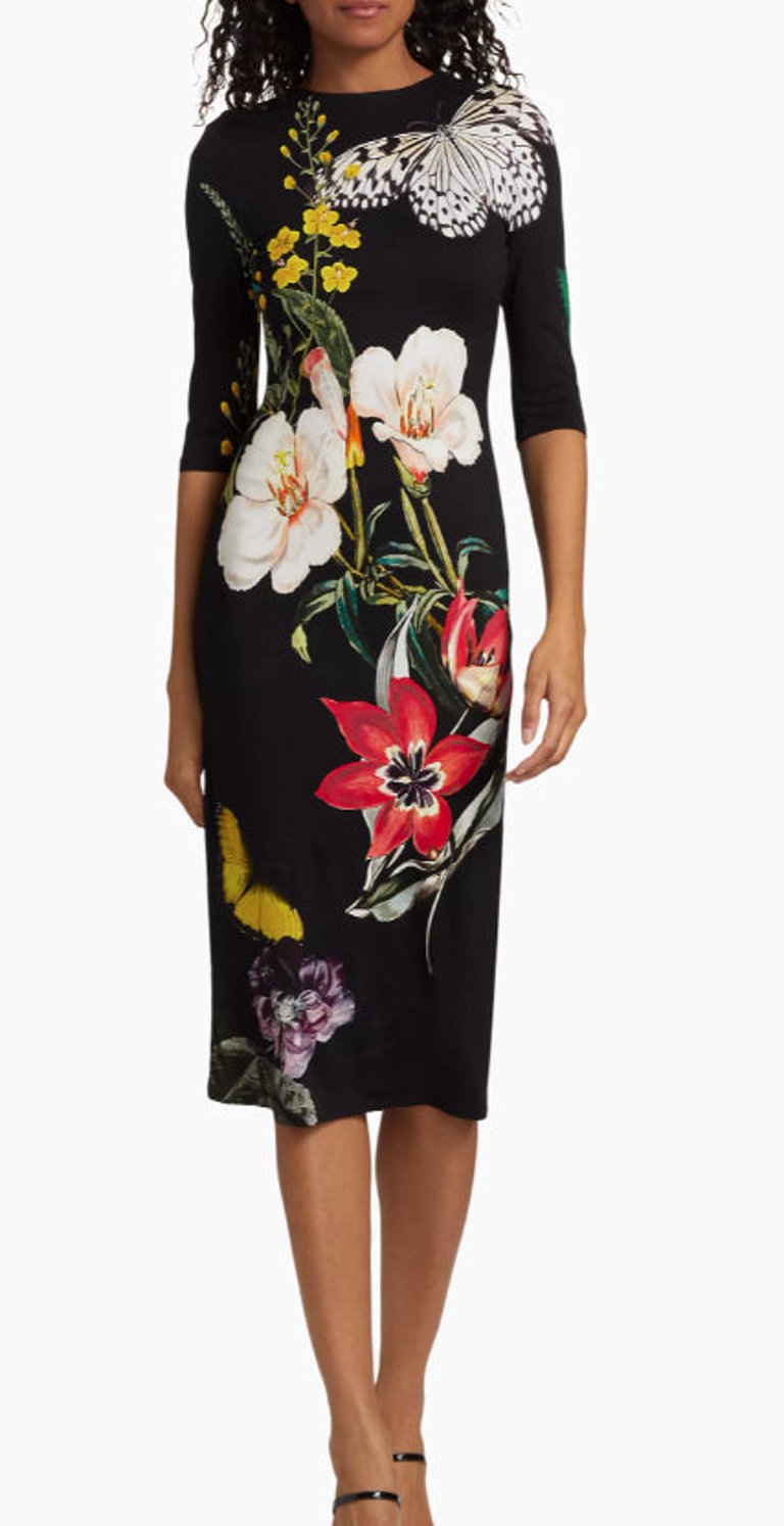 Delora Crewneck Midi-Dress - Essential Floral