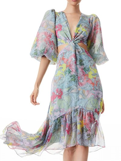 alice + olivia Katia Twist-Front Floral Cutout High Low Dress product