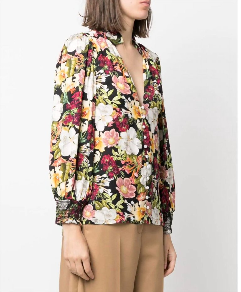 Reilly Blouse In Juniper Floral Black