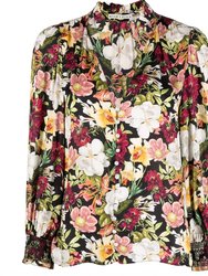 Reilly Blouse In Juniper Floral Black