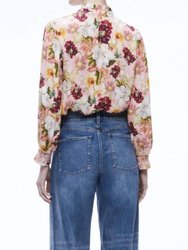Reilly Blouse In Juniper Floral Rose