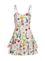 Rosette Floral Eyelet Cotton Mini Dress
