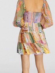 Rowen Puff Sleeve Tiered Skirt Tunic Chiffon Mini Dress