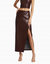 Siobhan Vegan Leather Skirt In Toffee