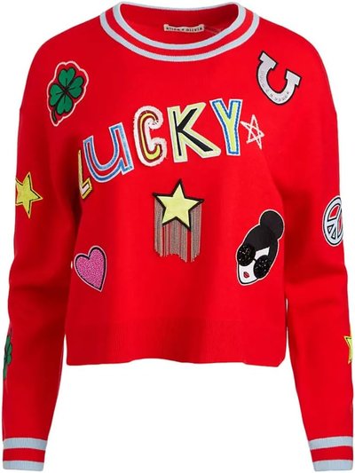 alice + olivia Women Gleeson Embel Patch Pullover Sweater - Ruby product