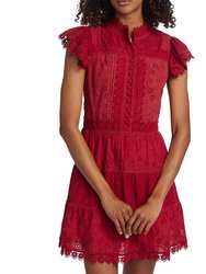 Women Marina Tiered Embroidered Mini Dress