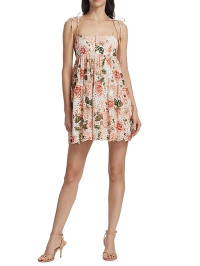 alice + olivia Women's Lorelle Babydoll Pastel Floral Eyelet Mini Dress product