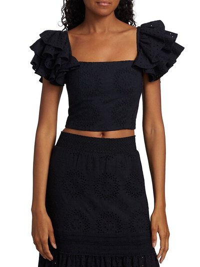 alice + olivia Women's Tawny Square Neck Ruffle Crop Top product
