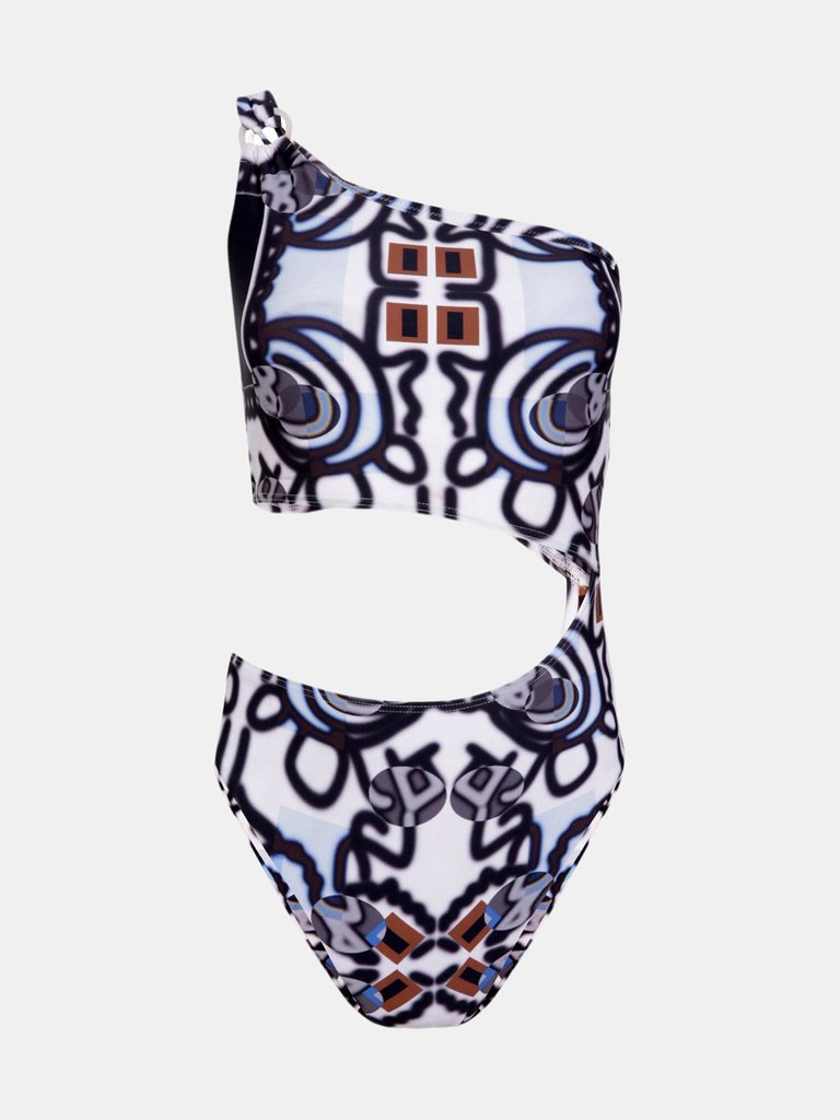 Mombasa Asymmetric One Piece (Cold Print) - Cold Print