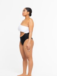 Mombasa Asymmetric One Piece (White and Black)