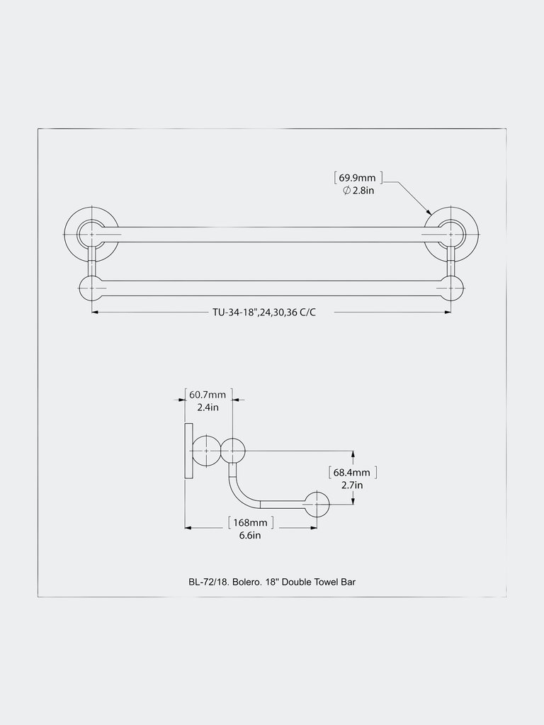 Bolero Collection 18" Double Towel Bar