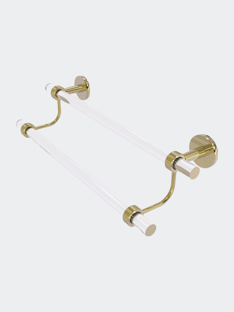 Clearview Collection 18" Double Towel Bar with Grooved Accents - Unlacquered Brass