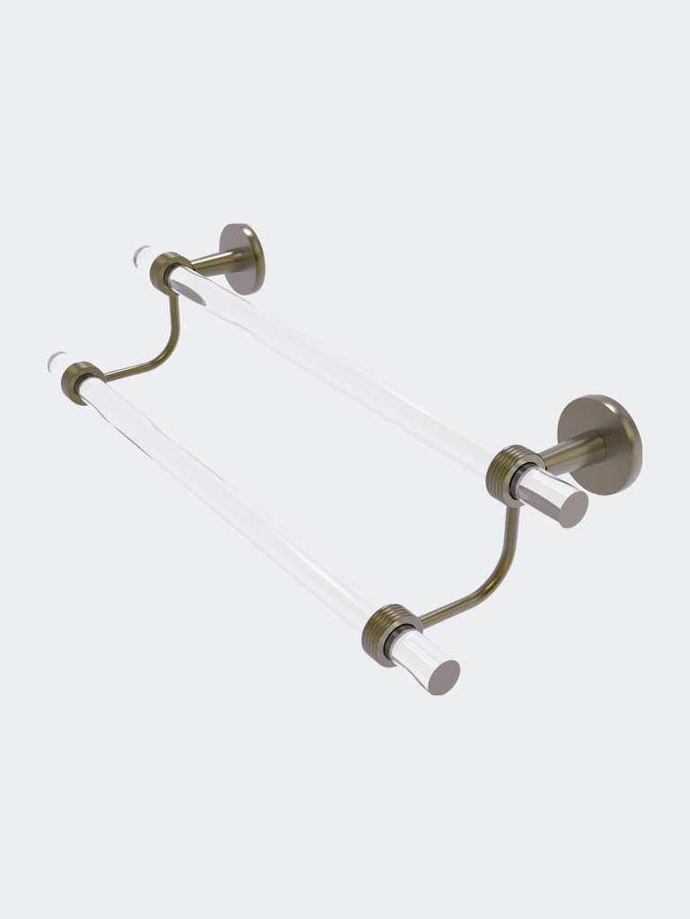 Clearview Collection 24" Double Towel Bar with Grooved Accents - Antique Brass
